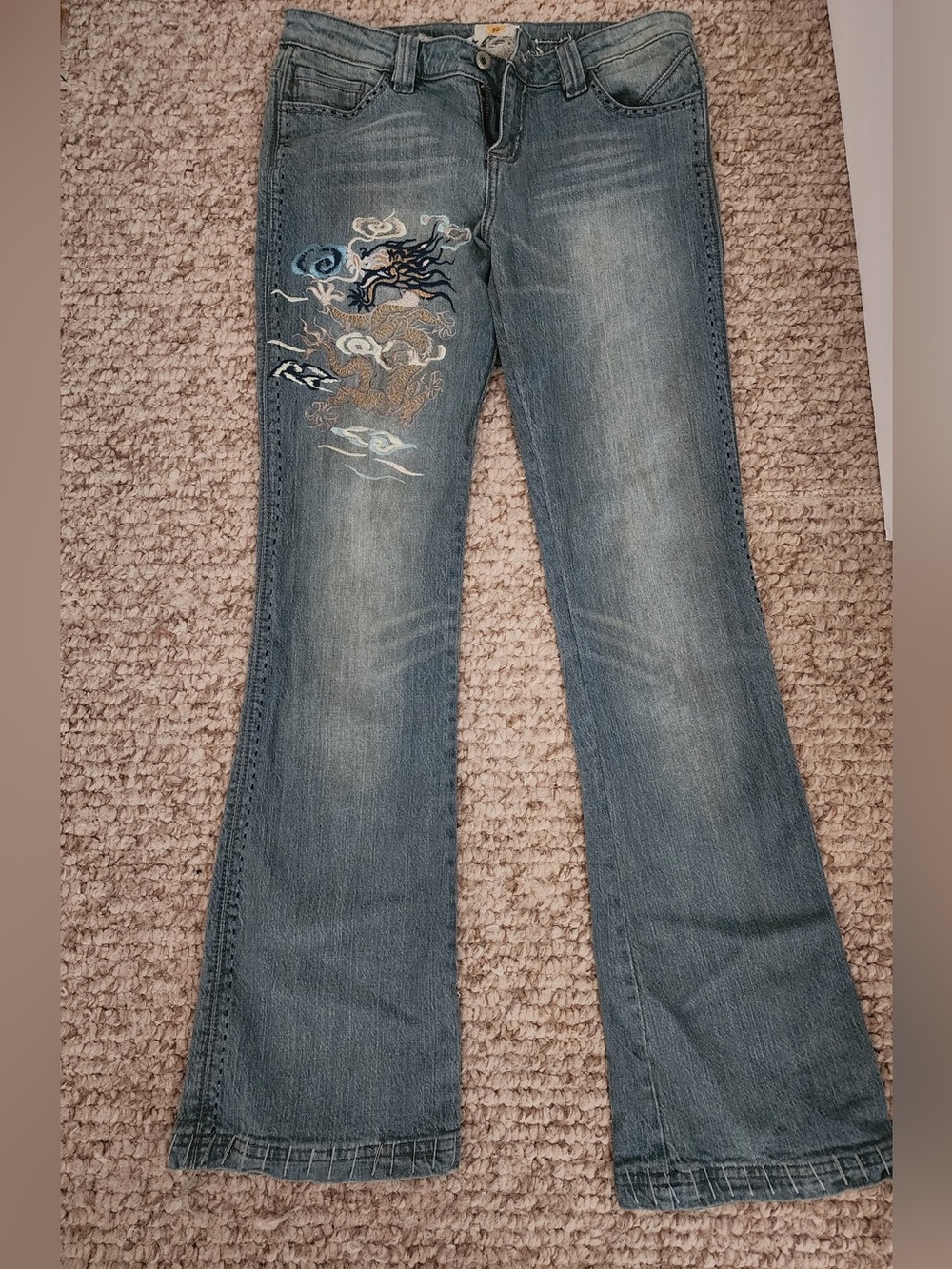 Antik Denim Blue Floral Embroidery Design Jeans Size 4 US (Size 28 UK)
